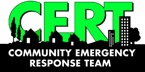 Chatham County Community Emergency Response Team logo with green letters C.E.R.T. over a skyline