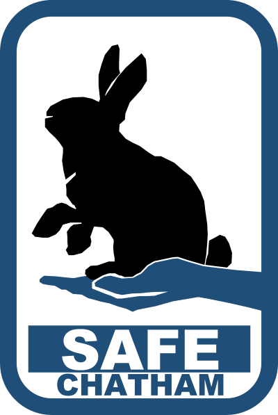 SAFE Chatham Rabbit logo with hand supporting the rabbit