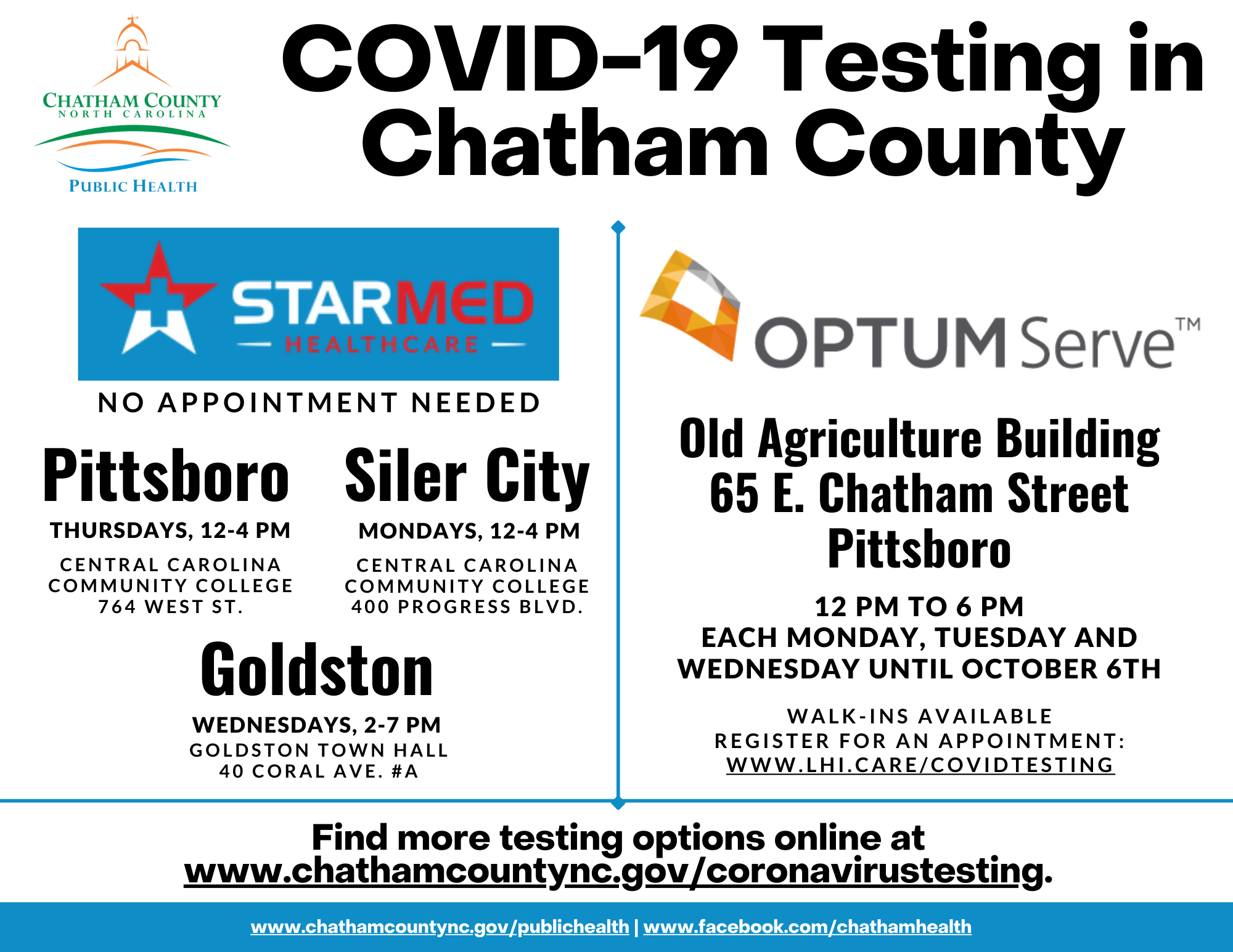 Updated Chatham COVID testing flyer 8.31.2021 (1)