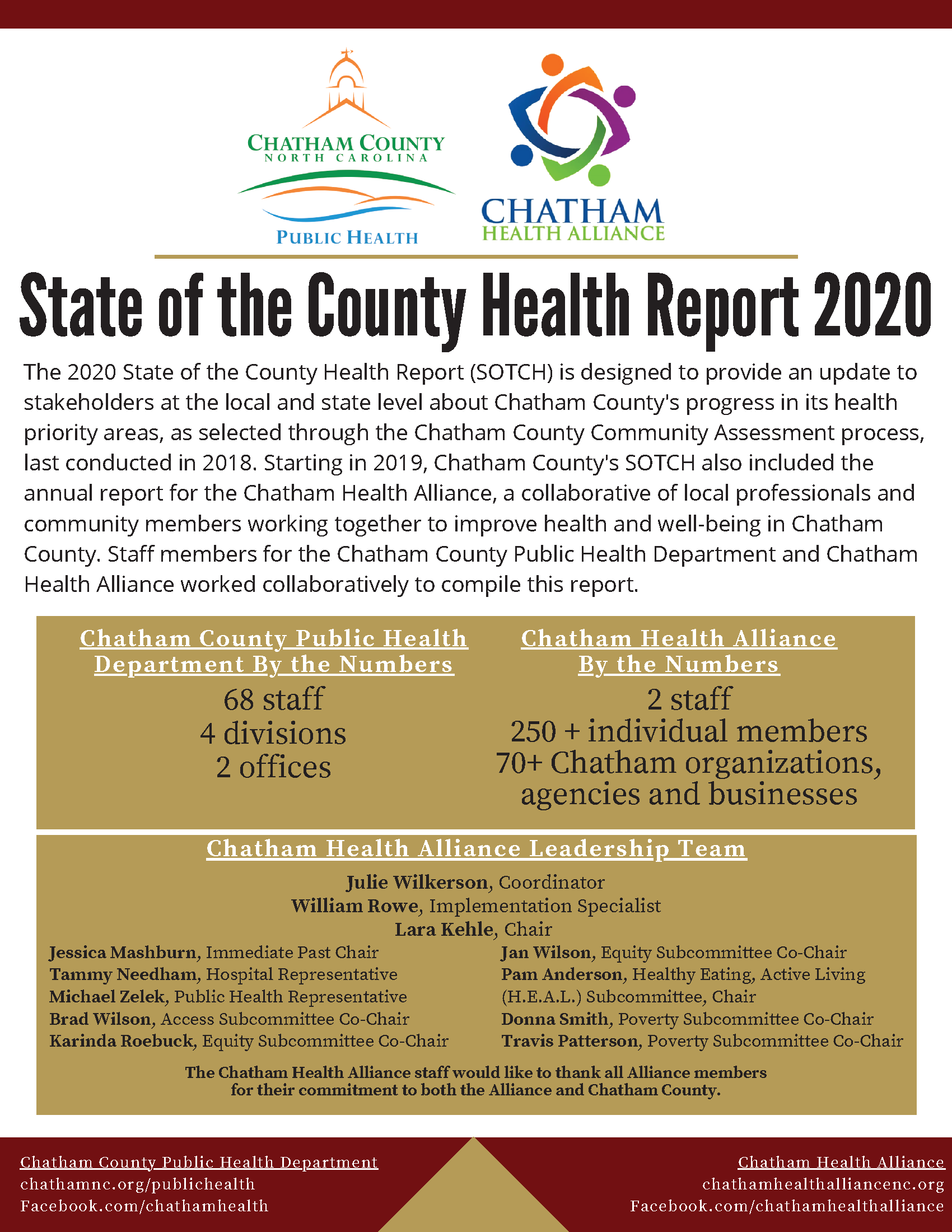 The first page of the State of the County Health Report 2020 in English.