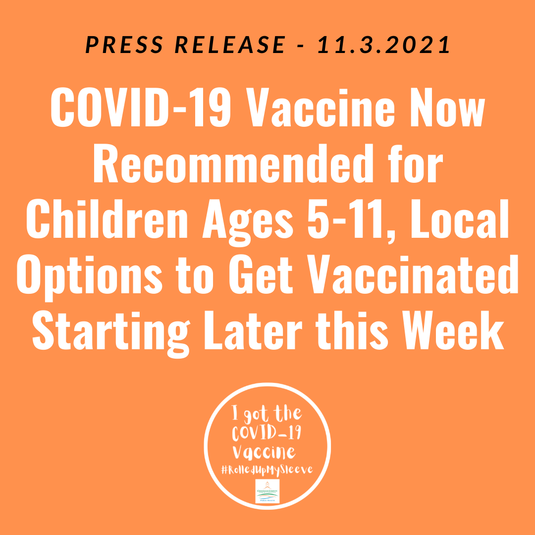 COVID-19 Vaccine Now Recommended for Children Ages 5-11, Local Options to Get Vaccinated Starting Later This Week