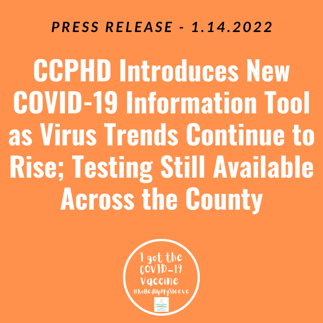 CCPHD Introduces New COVID-19 Information Tool as Virus Trends Continue to Rise; Testing Still Available Across the County