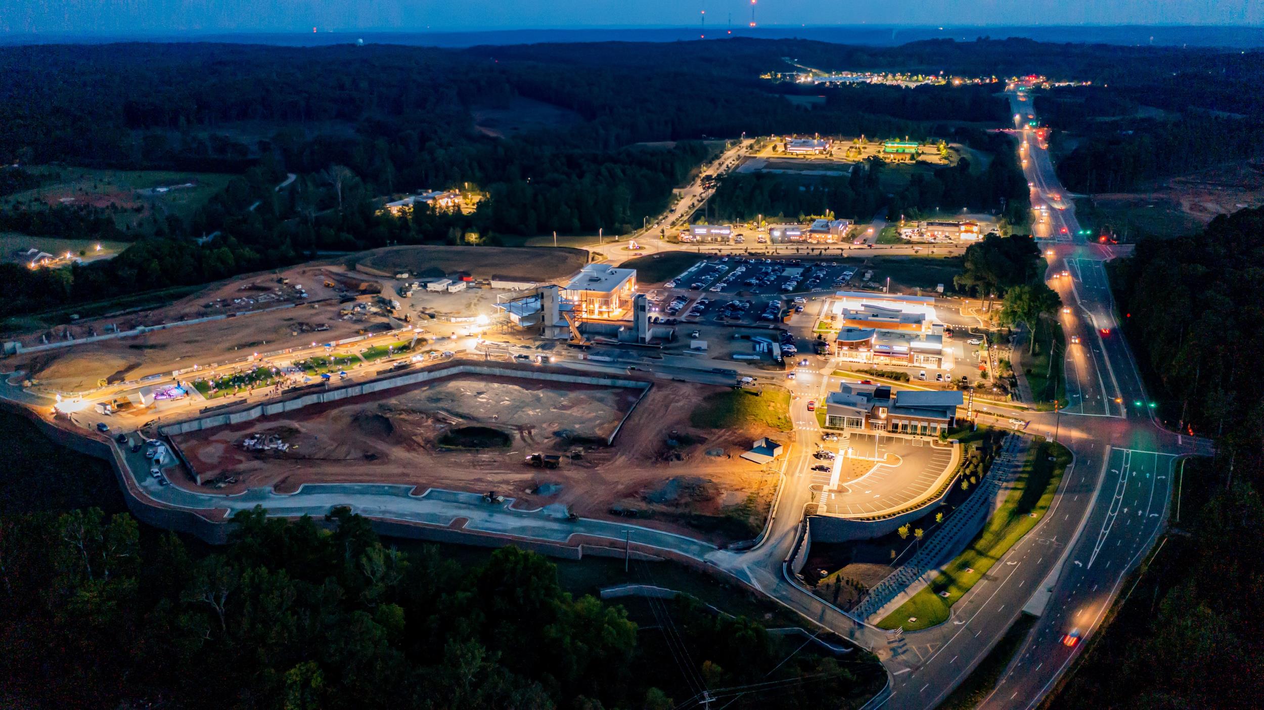 Aerial Photo of Chatham Park at Night