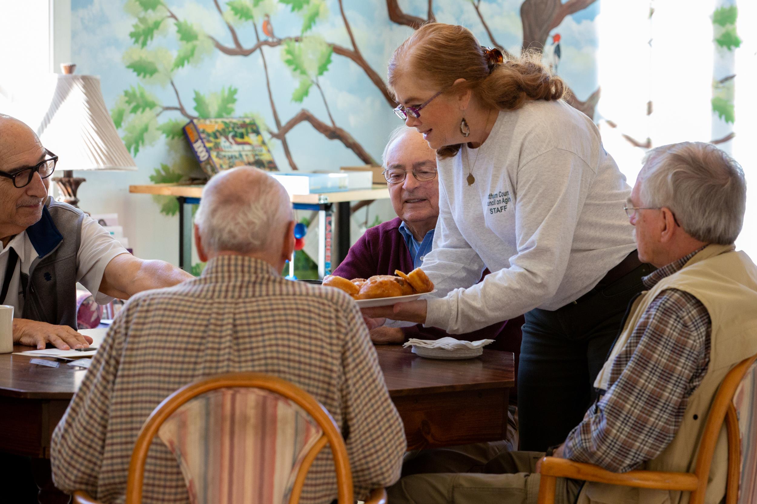 Seniors Eating at Senior Center