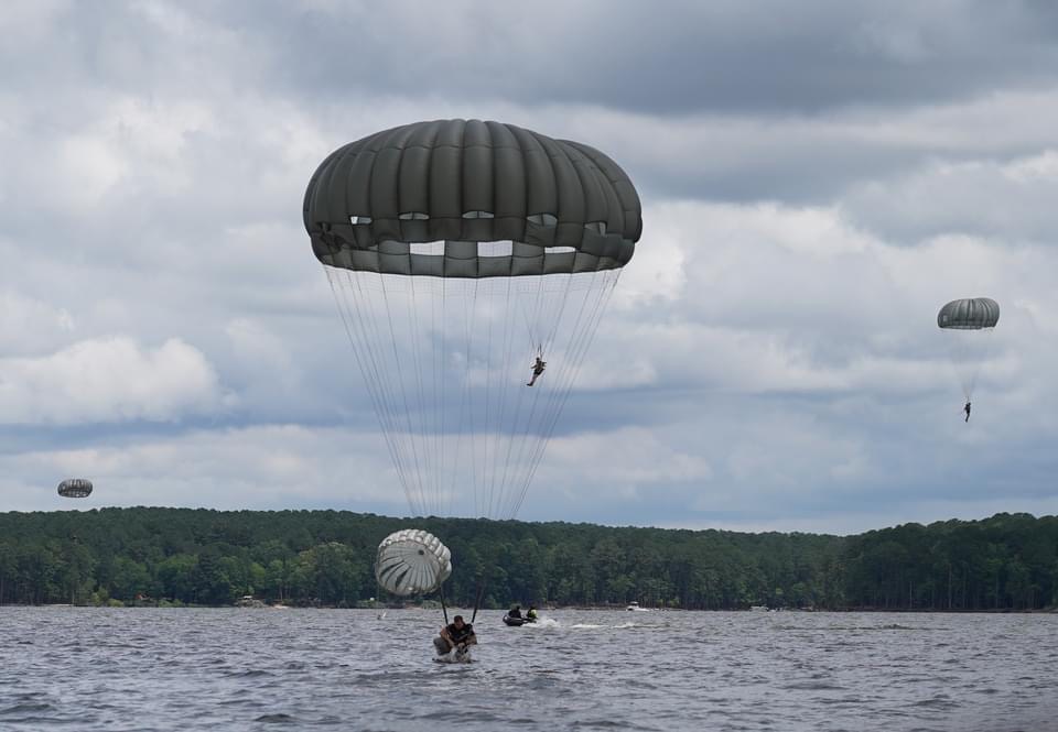 Soldiers Parachute into Jordan Lake