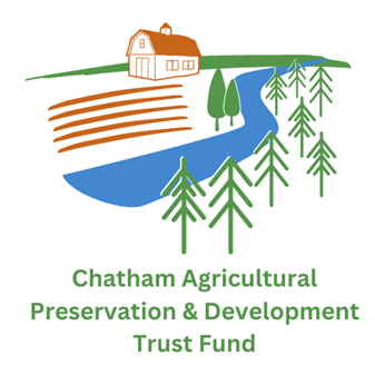 Logo for Chatham Agricultural Preservation and Development Trust Fund shows a drawing of a farm