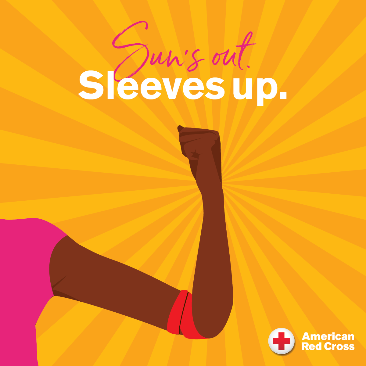 Red Cross Sun's out Sleeves up