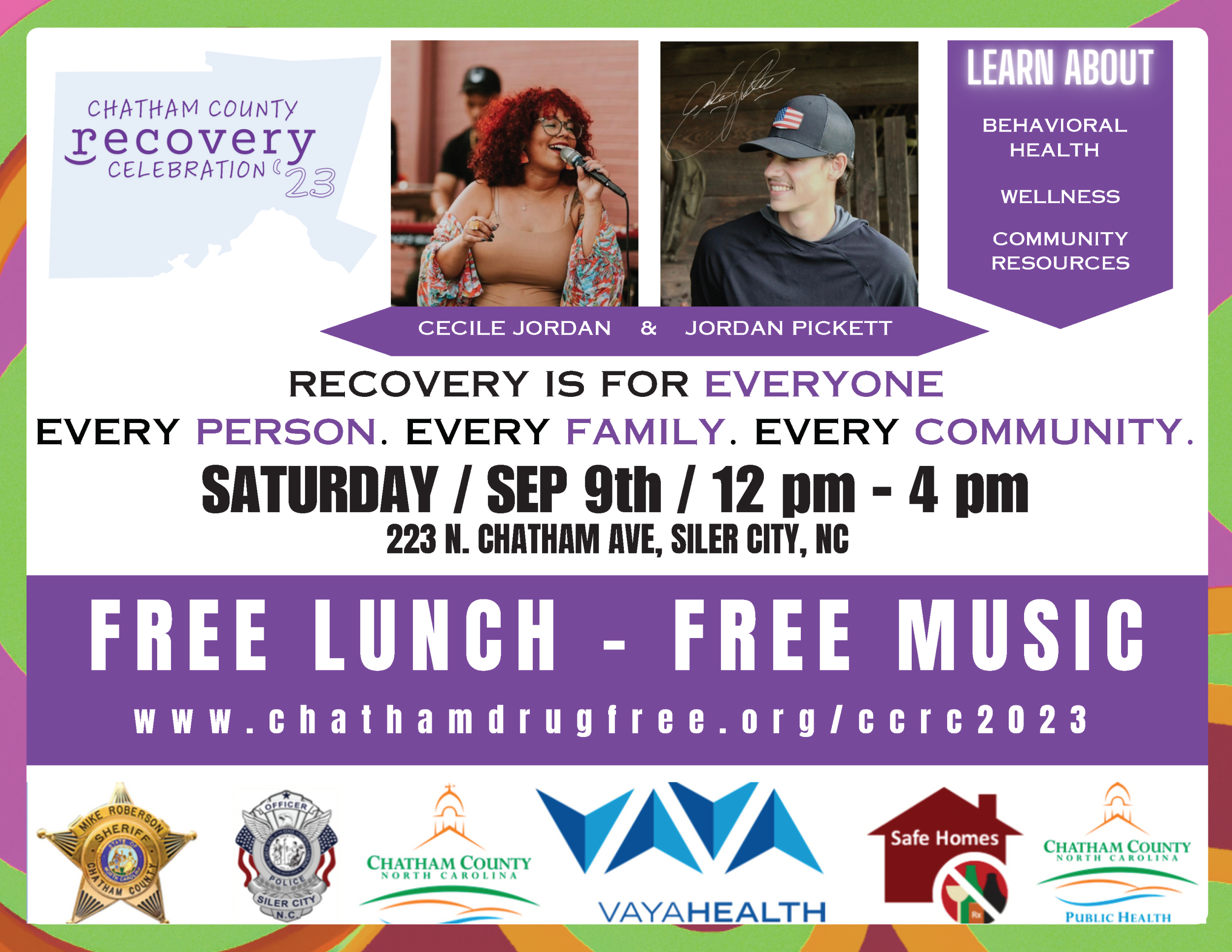 2023 Recovery Celebration - Sept 9, noon, Siler City