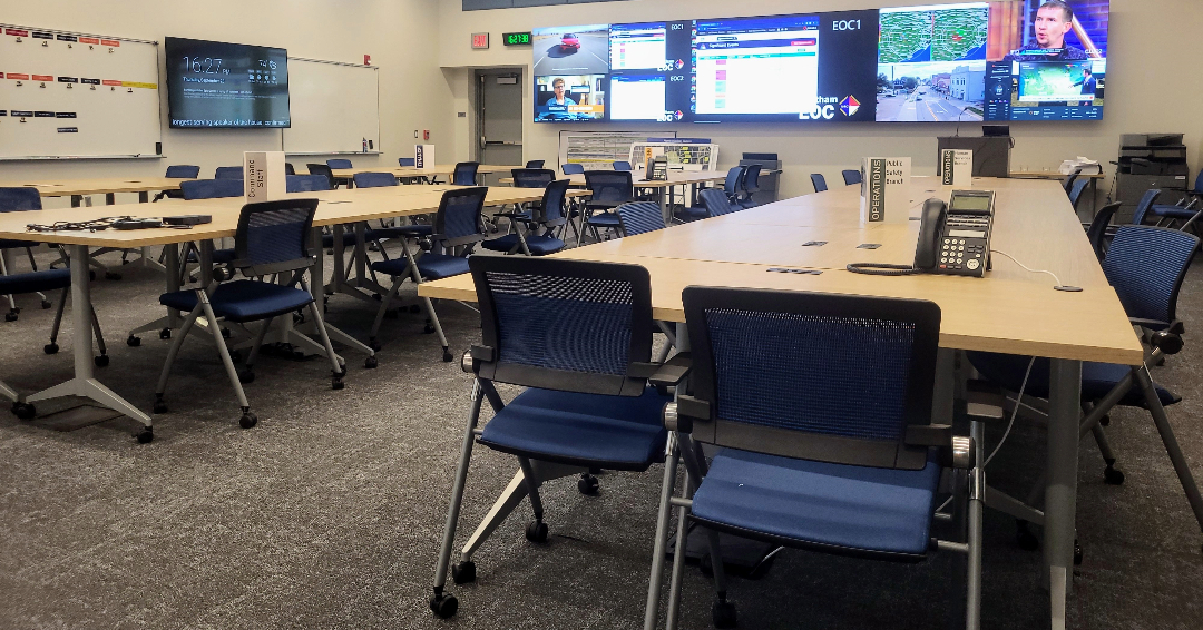 Inside view of the Chatham County Emergency Operations Center conference room