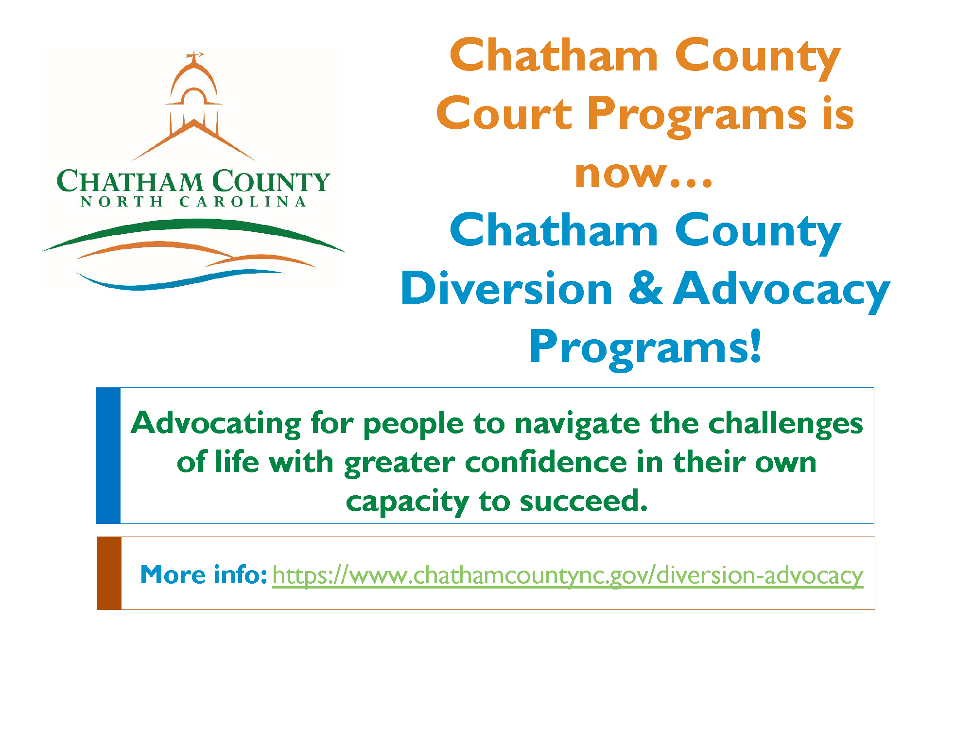 Chatham County Court Programs is now Diversion & Advocacy ProgramsPrograms