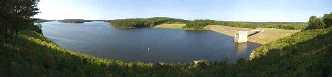 wide shot of Jordan Lake Dam